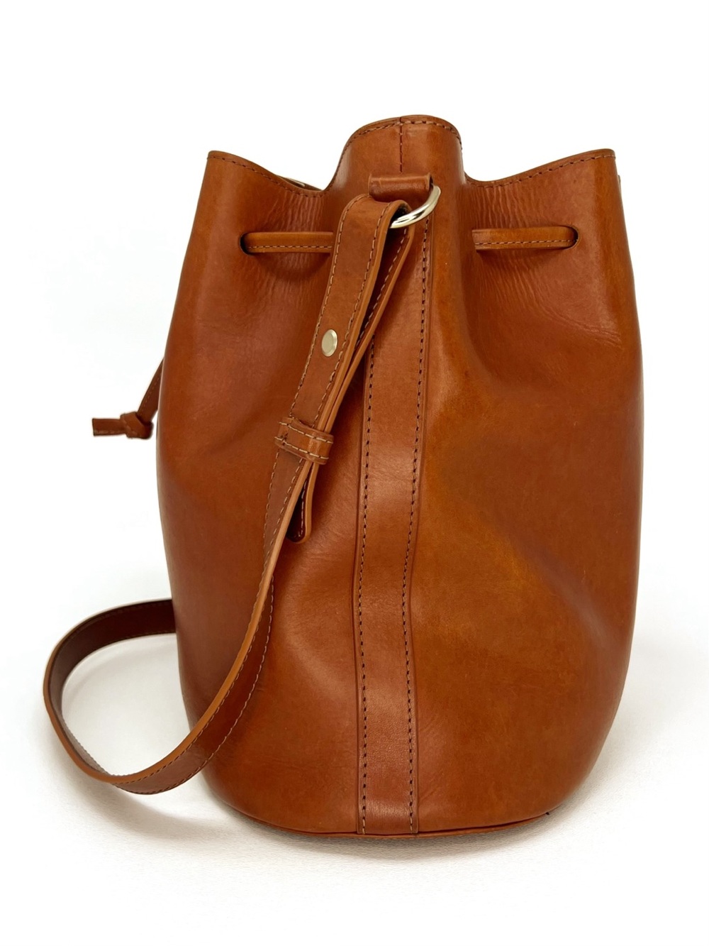Sezane Farrow Bag Natural (Brown) Heritage Leather Bucket Shape Handbag - Picture 5 of 15